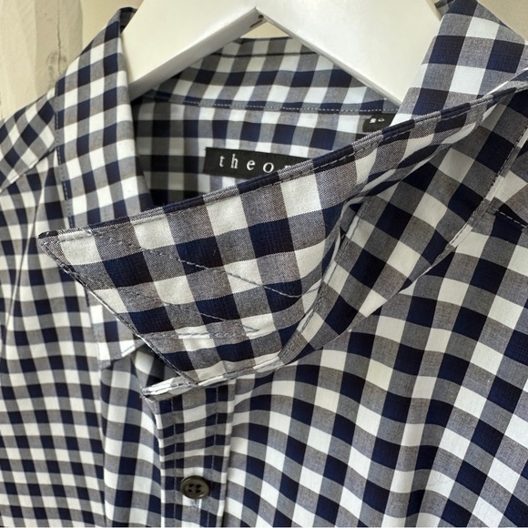 Theory Blue and White Casual Button Down Shirt - Picture 5 of 11